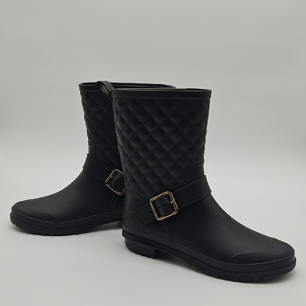 Capelli of New York Black Quilted Rain Boots